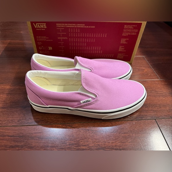 Womens 8 Vans Classic Slip On Orchid White Sneaker Shoe Low Top New HALF BOX - Picture 6 of 16